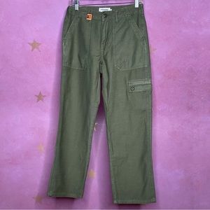 Frame Cargo Utility Pants Womens 26 Green Cropped High Rise Ankle Zip Y2K Scandi